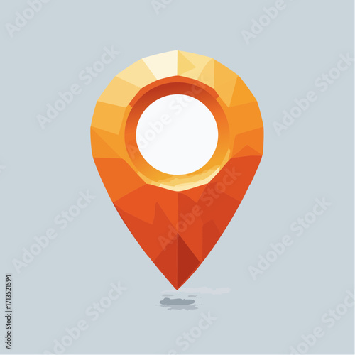 Low-poly Orange Location Pin Icon Simple Navigation Marker