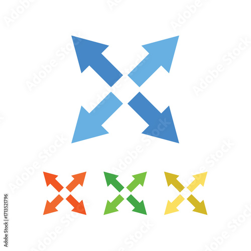 4 Side Arrow Icon Multi Color Set – Up, Down, Left, Right Navigation Vectors