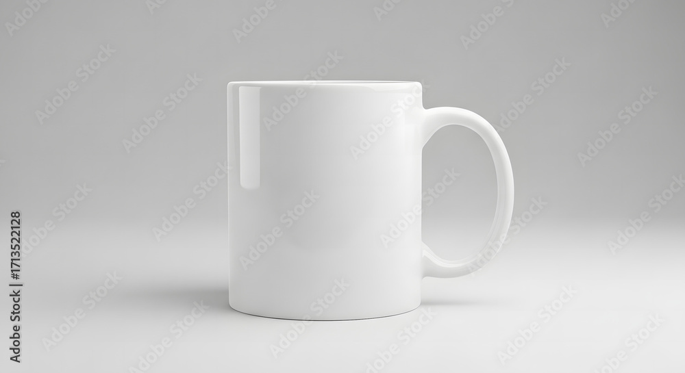 Fototapeta premium white cup on white background, mockup cup on the table, template white cup