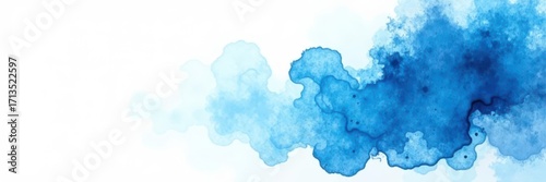 Blurred blue watercolor wash, stark white frame , blue, gradient, abstract