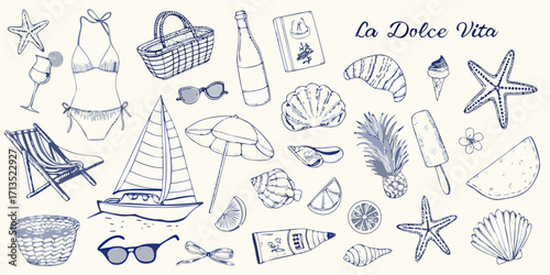La dolce vita italian summer lifestyle collection of beach and vacation items