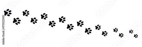 Paw print icon set vector on white background. trail, animal, pet, dog, cat, track, footprint, walk, path, cute, domestic, wildlife, mammal, symbol.
