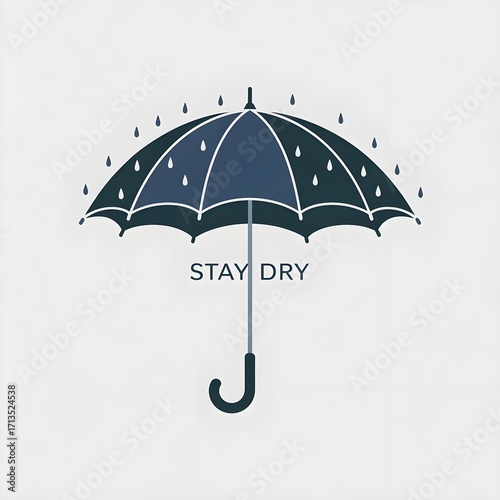 Wallpaper Mural umbrella with rain drops on white backround Torontodigital.ca