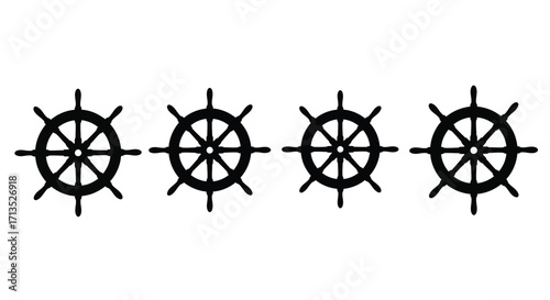 Four nautical ship wheels lined up seamless pattern for marine adventure and travel designs vector