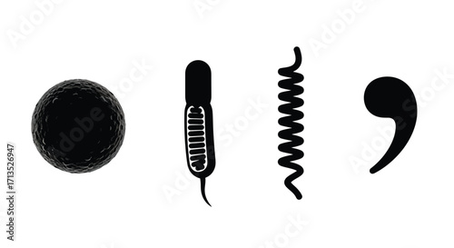 Abstract black symbols and shapes representing concepts communication music and punctuation isolated vector