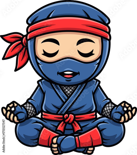 zenith of inner peace a ninjas peaceful meditation, isolated on transparent background