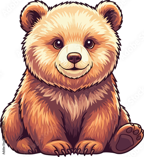 adorable brown bear cub a symbol of sweet innocence and untamed wilderness, isolated on transparent background