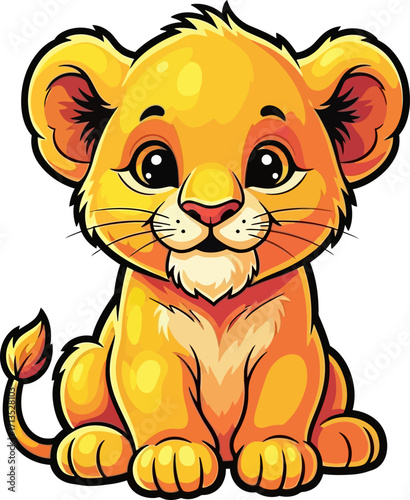 adorable lion cub a symbol of wild innocence, isolated on transparent background