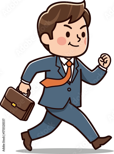 ambitious businessman running towards success a determined cartoon, isolated on transparent background