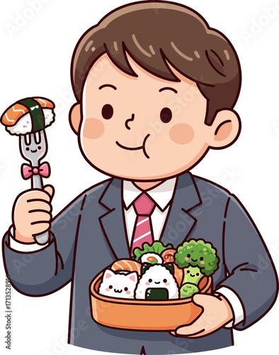 businessmans delight a cute bento box lunch break, isolated on transparent background