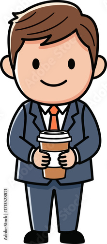 businessmans morning coffee a cheerful start to the workday, isolated on transparent background