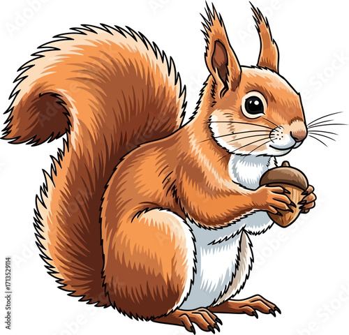 charming squirrel with acorn a delightful autumn scene, isolated on transparent background