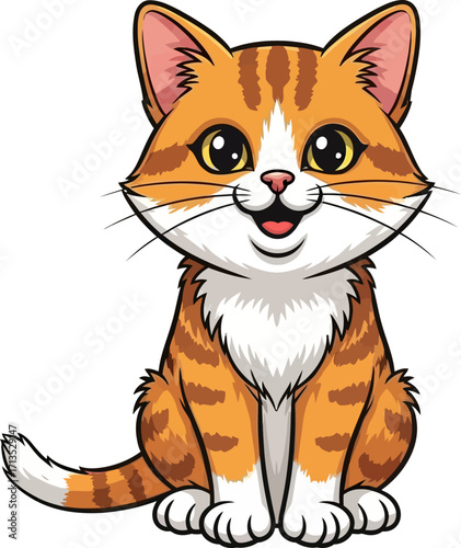 cheerful cartoon kitten a pocketful of joy, isolated on transparent background