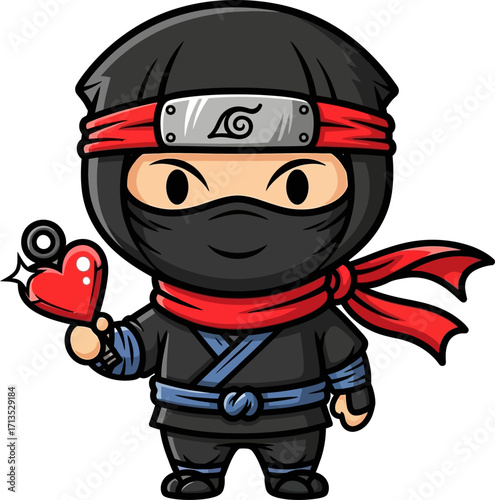 chibi ninjas secret valentine a stealthy mission of love, isolated on transparent background