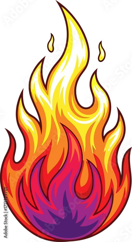 fiery cannabis flame bold cartoon graphic, isolated on transparent background