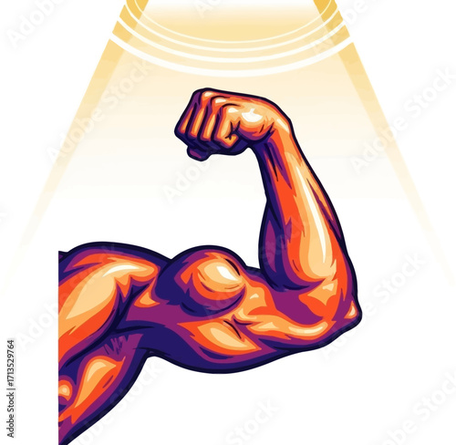 flexing biceps a powerful symbol of strength and determination, isolated on transparent background