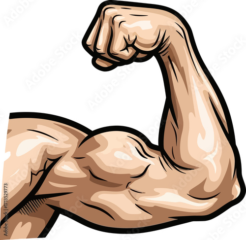 flexing biceps a powerful symbol of strength and fitness, isolated on transparent background