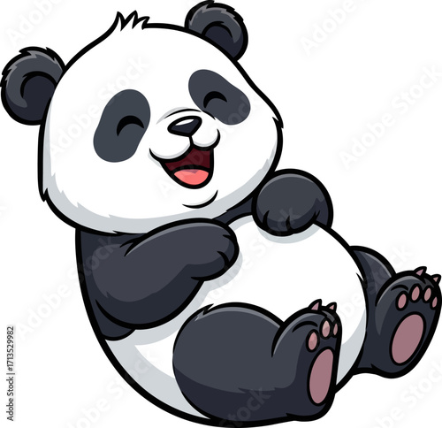 giggles galore a joyful panda cartoon, isolated on transparent background
