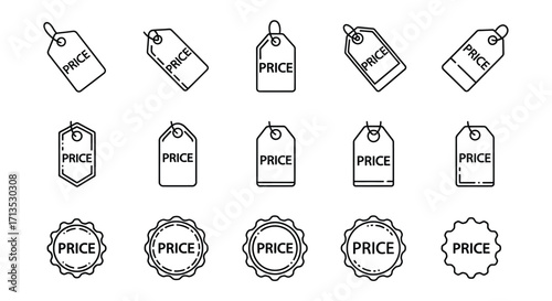 Collection of hand-drawn price tags and labels for retail and sale promotions vector