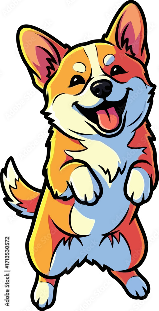 Fototapeta premium joyful corgi cartoon a delightful dance of happiness, isolated on transparent background