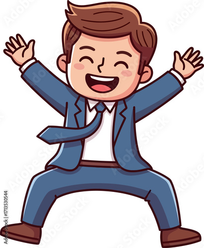joyful businessmans triumphant leap a celebration of success, isolated on transparent background