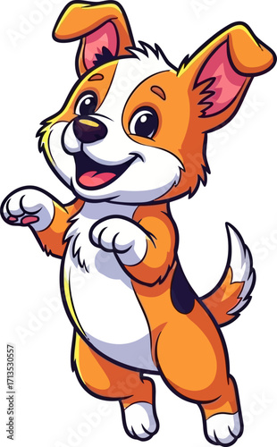 joyful cartoon puppys upbeat dance a delightful, playful illustration, isolated on transparent background