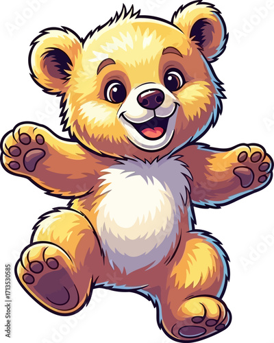 joyful honey bear cub a celebration of childlike delight, isolated on transparent background