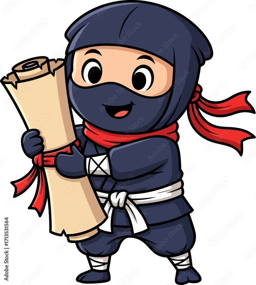 Obraz premium mini ninjas secret scroll a cartoon adventure of stealth and mystery, isolated on transparent background