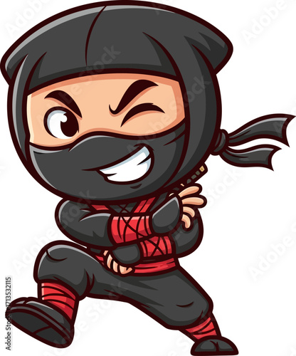 mischievous minininja a playful wink of stealth, isolated on transparent background