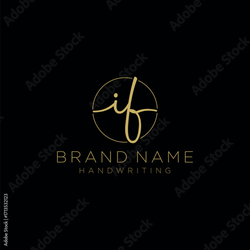 I F Initial handwriting logo template	