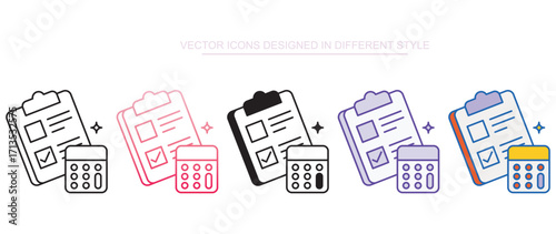 Yearly Report icon design with white background stock illustration