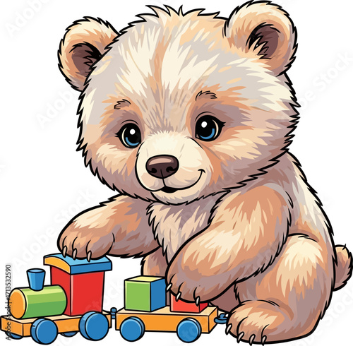 playful cubs choochoo adventure a delightful journey of childhood wonder, isolated on transparent background