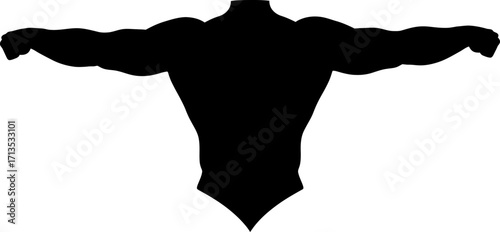 silhouette of a muscular figure strength, power, and balance, isolated on transparent background