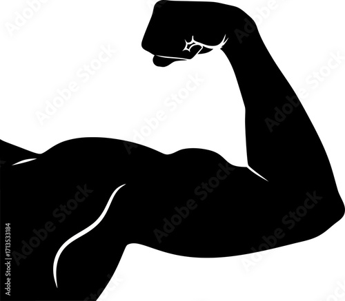 silhouette of a powerful bicep a symbol of strength and fitness, isolated on transparent background