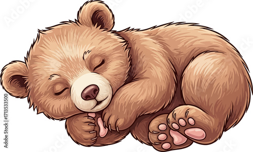 sweet dreams of a baby bear a tender slumber, isolated on transparent background
