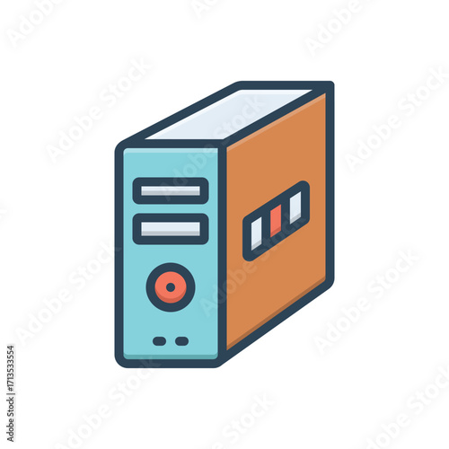 Color illustration icon for computer case