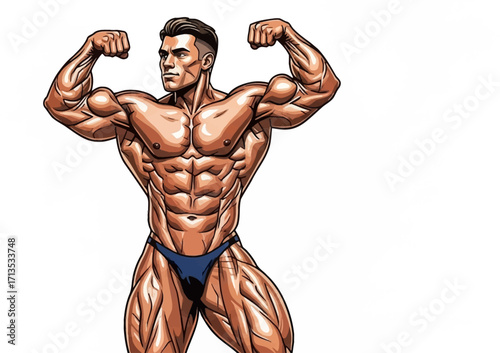 the apex of strength a bodybuilders muscular pose, isolated on transparent background