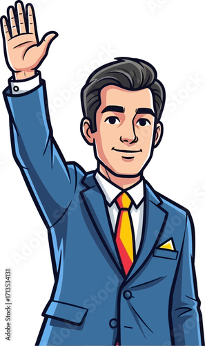 the confident wave a businessmans powerful greeting, isolated on transparent background