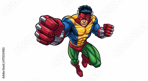 the crimson comets daring assault a dynamic superhero pose, isolated on transparent background