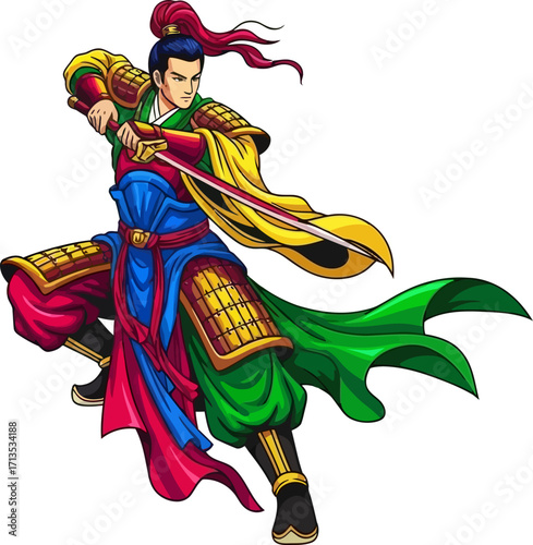 the crimson blades dance a warriors graceful assault, isolated on transparent background
