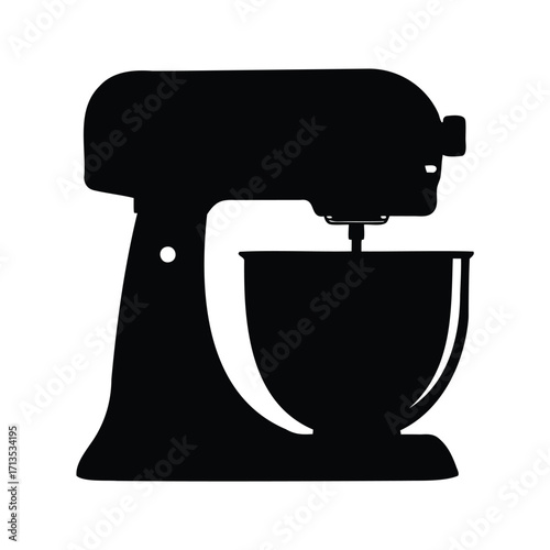 Kitchenaid mixer appliance for baking and cooking, a stand mixer silhouette, kitchen mixer silhouette vector illustration