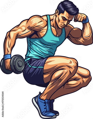 the focused athlete powerful strength and determination, isolated on transparent background