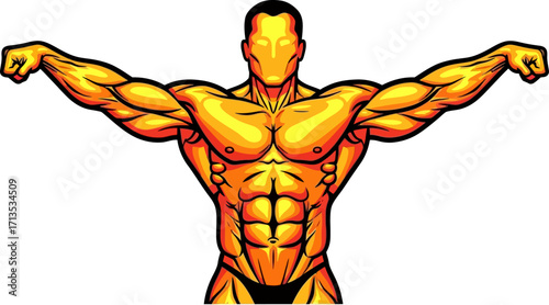 the golden era of bodybuilding a champions mighty pose, isolated on transparent background
