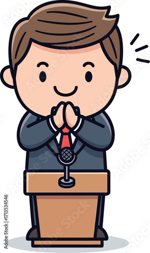 the humble speaker a cartoon politicians respectful bow, isolated on transparent background