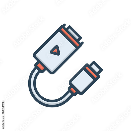 Color illustration icon for cable connector