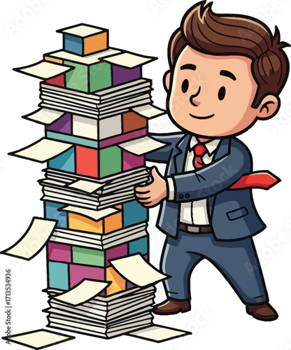 the precarious project a businessmans balancing act, isolated on transparent background