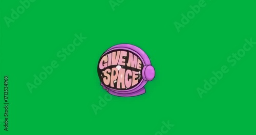 Fading pink astronaut helmet pulsing aura glitching to showcase Give Me Space on clear background