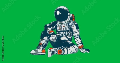 at start astronaut adjusting visor, pulsing aura and drifting dust on transparent background