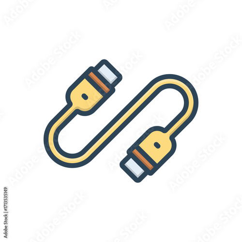 Color illustration icon for cable connector