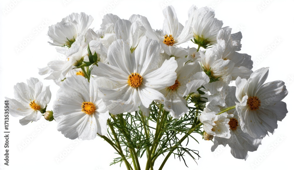 Obraz premium Delicate White Cosmos Bouquet Close Up